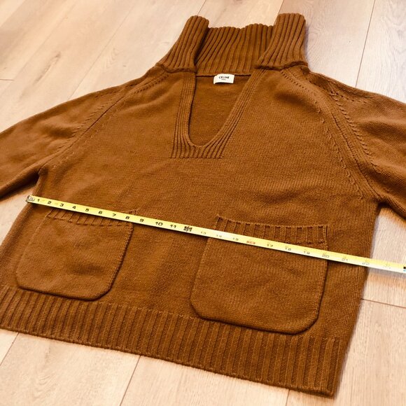 Celine Paris Open Collar Cotton Sweater in Camel Size S - Picture 12 of 15